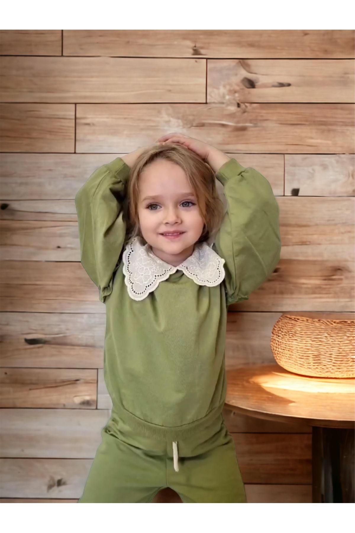 voyyo kids baby Girl s Vintage Collar Lace Detailed Balloon Sleeve