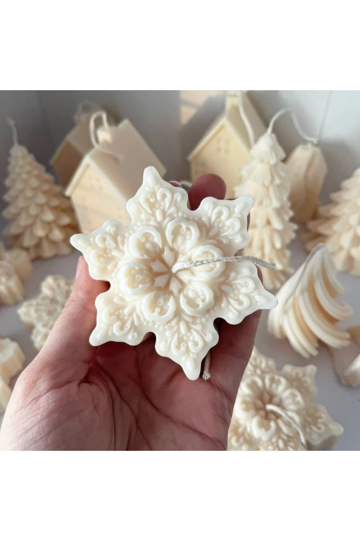 ÇAĞATÖLYE Silikon Kalıp Yeni Yıl Noel Kar Tanesi 1 Biblo Mum Silikon Kalıbı