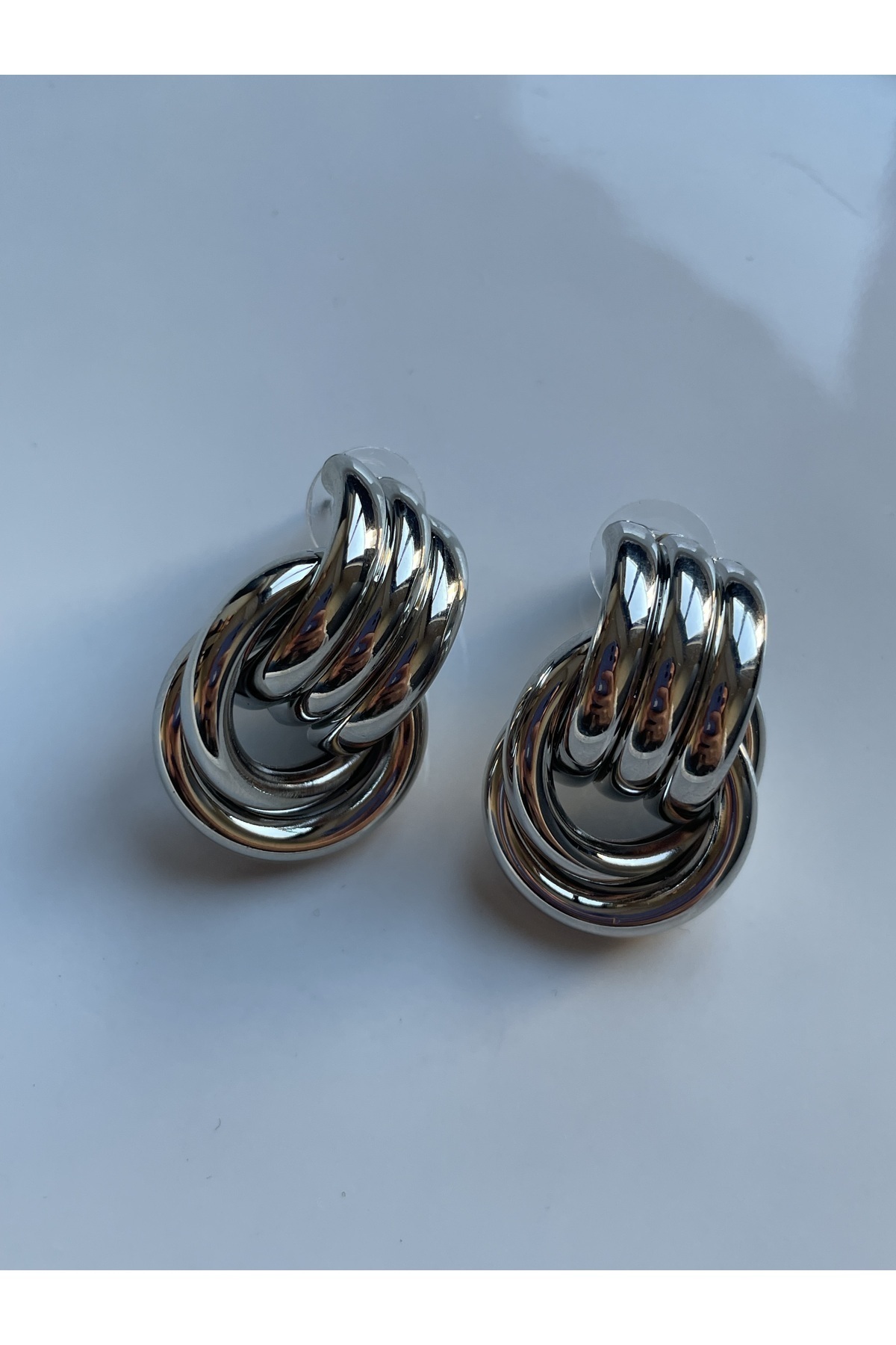 Hailey Series Triple Knott Silver Earrings