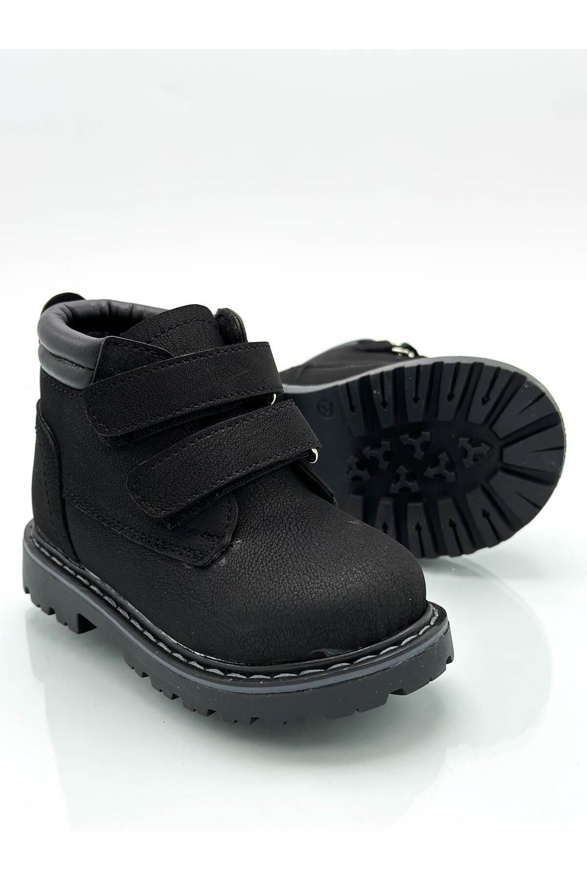 sermoda Double Velcro Non Slip Thick Sole Baby Snow Boots Black