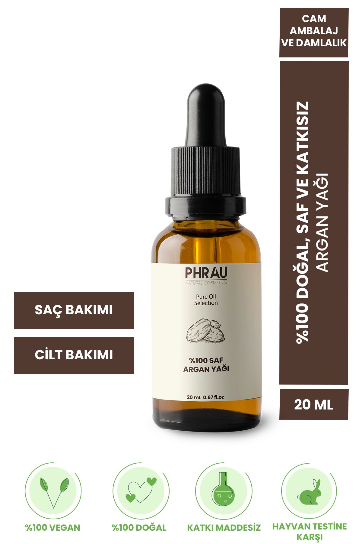 روغن آرگان 100% خالص و طبیعی 20 میلی لیتر Phrau