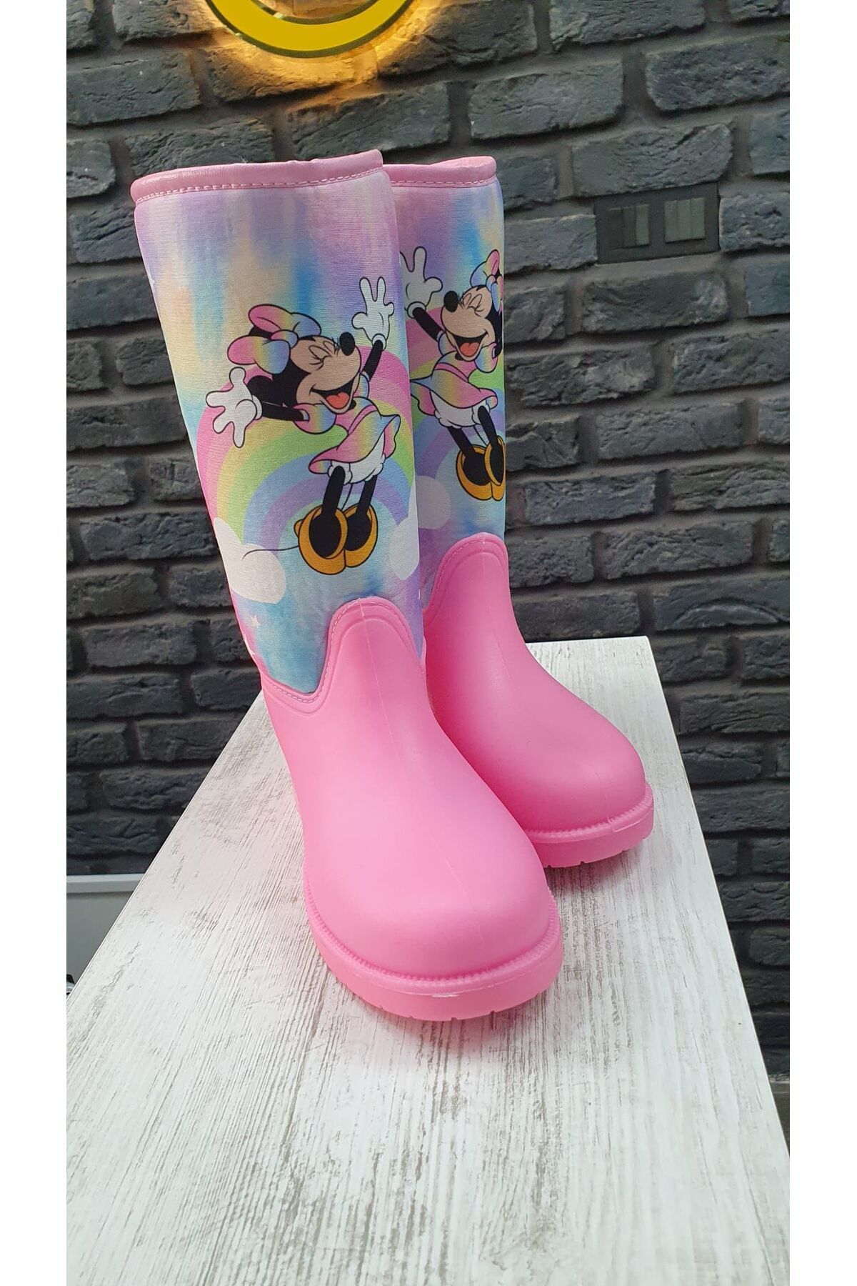Limoon pembe minnie mouse su geçirmez yağmur çizmesi