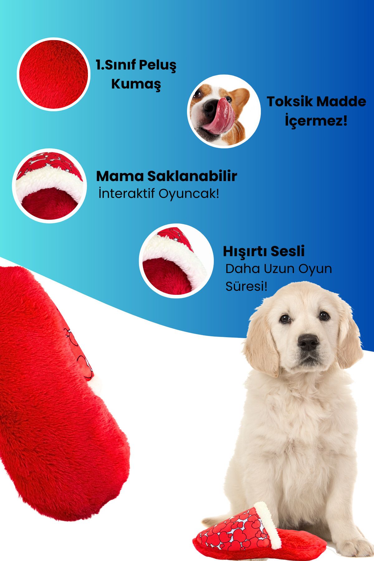 Havhav-Heart Patterned Plush Slippers with Food Storage Sound Dog Toy Interactive Dog Intelligence Toy 3