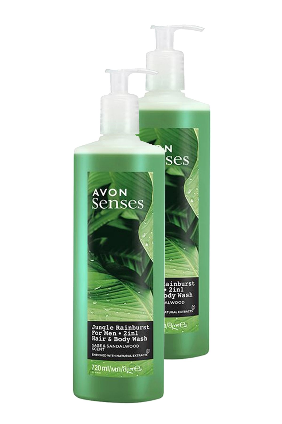 AVON Senses Jungle Rainburst Adaçayı ve Sandal Ağacı Kokulu Erkek Saç ve Vücut Şampuanı 720 Ml. İkil