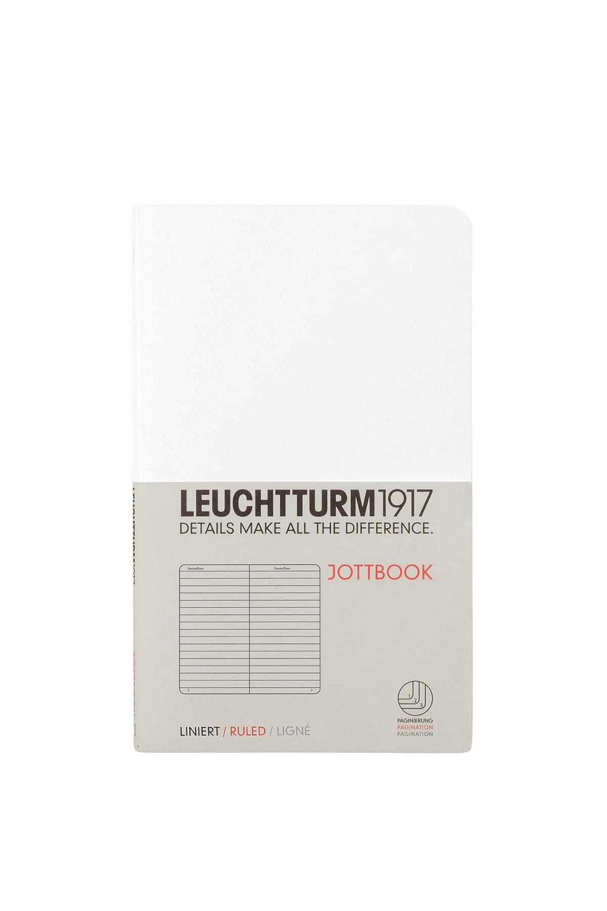 Leuchtturm1917-حجم جيب جوت بوك، مخطط، غطاء أبيض، 60 ورقة 1