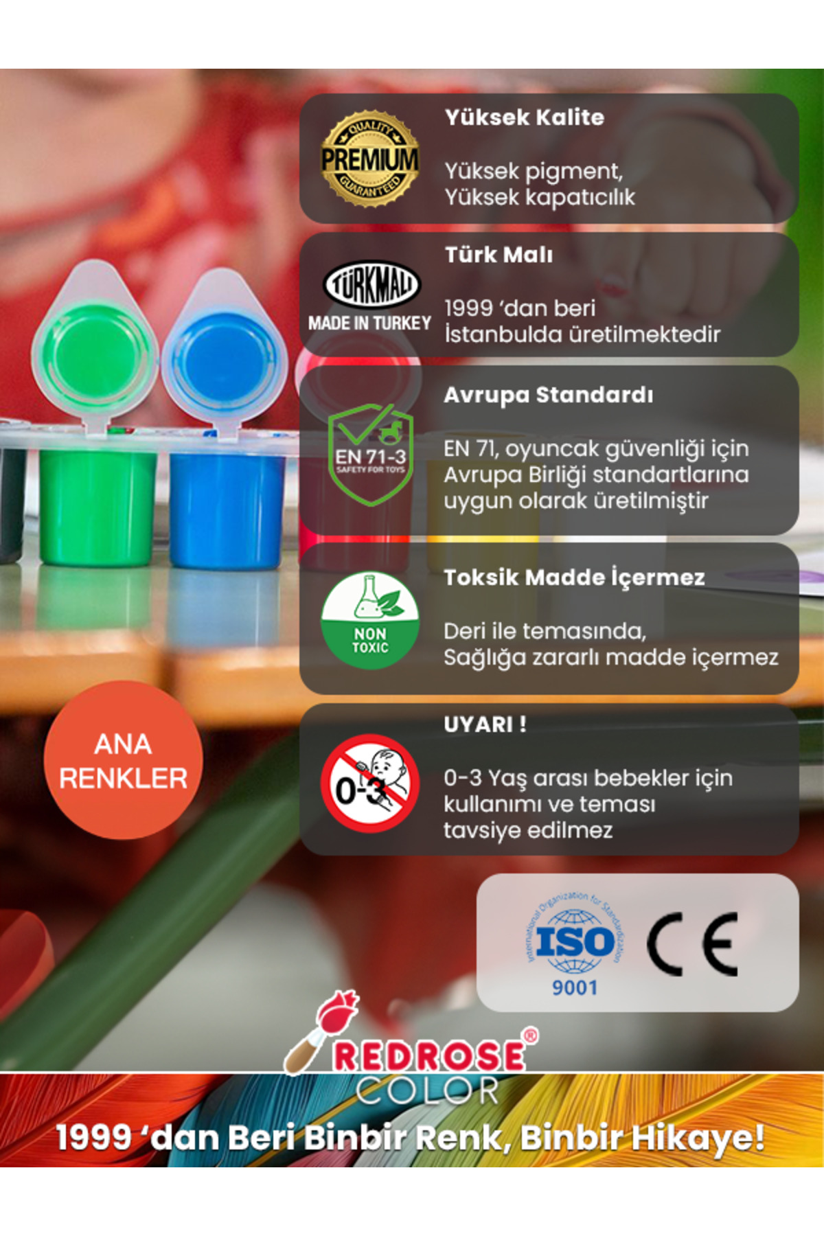 ست ۲ عددی رنگ صورت هواداری فناتیک ترکیه قرمز-سفید ۲x120ml قابل شستشو، بدون مواد سمی