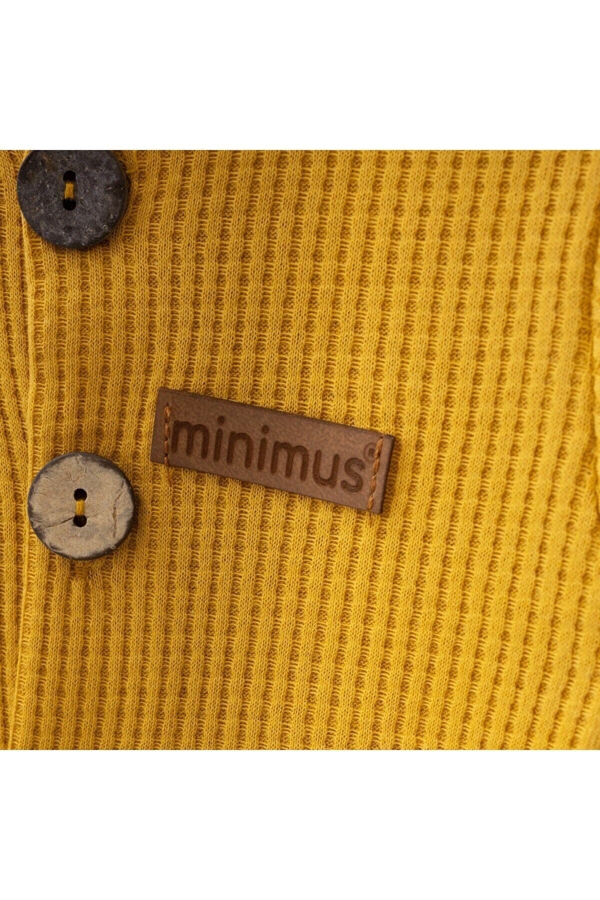 Minimus Yenidoğan Kız-erkek Bebek Waffle Düğmeli Tulum Ve Şapka Takım Yeni Doğan Bebek Hastane Çıkışı Hardal fotoğrafı 3 (önizleme)