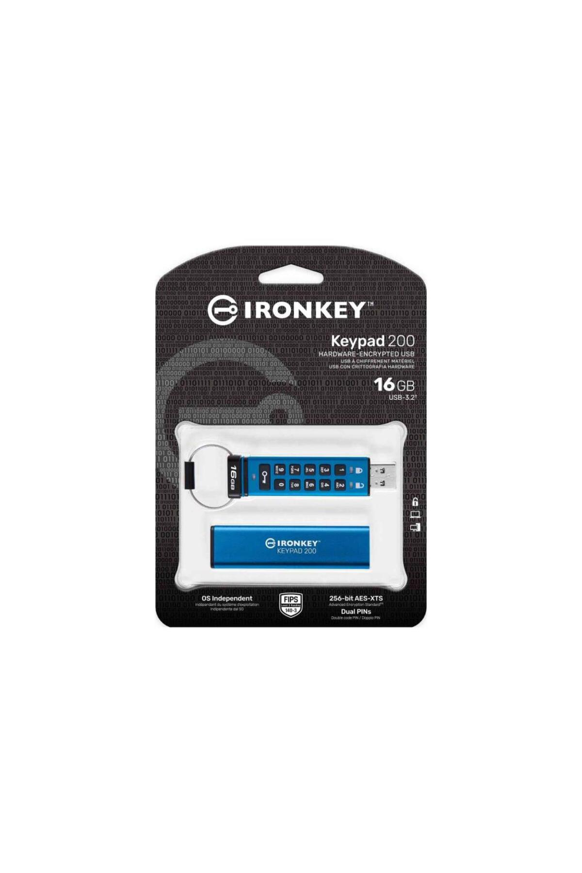 Kingston Ikkp200-16gb 16gb Ironkey Keypad 200, Fıps 140-3 Lvl 3 (PENDİNG) Flash Bellek 2