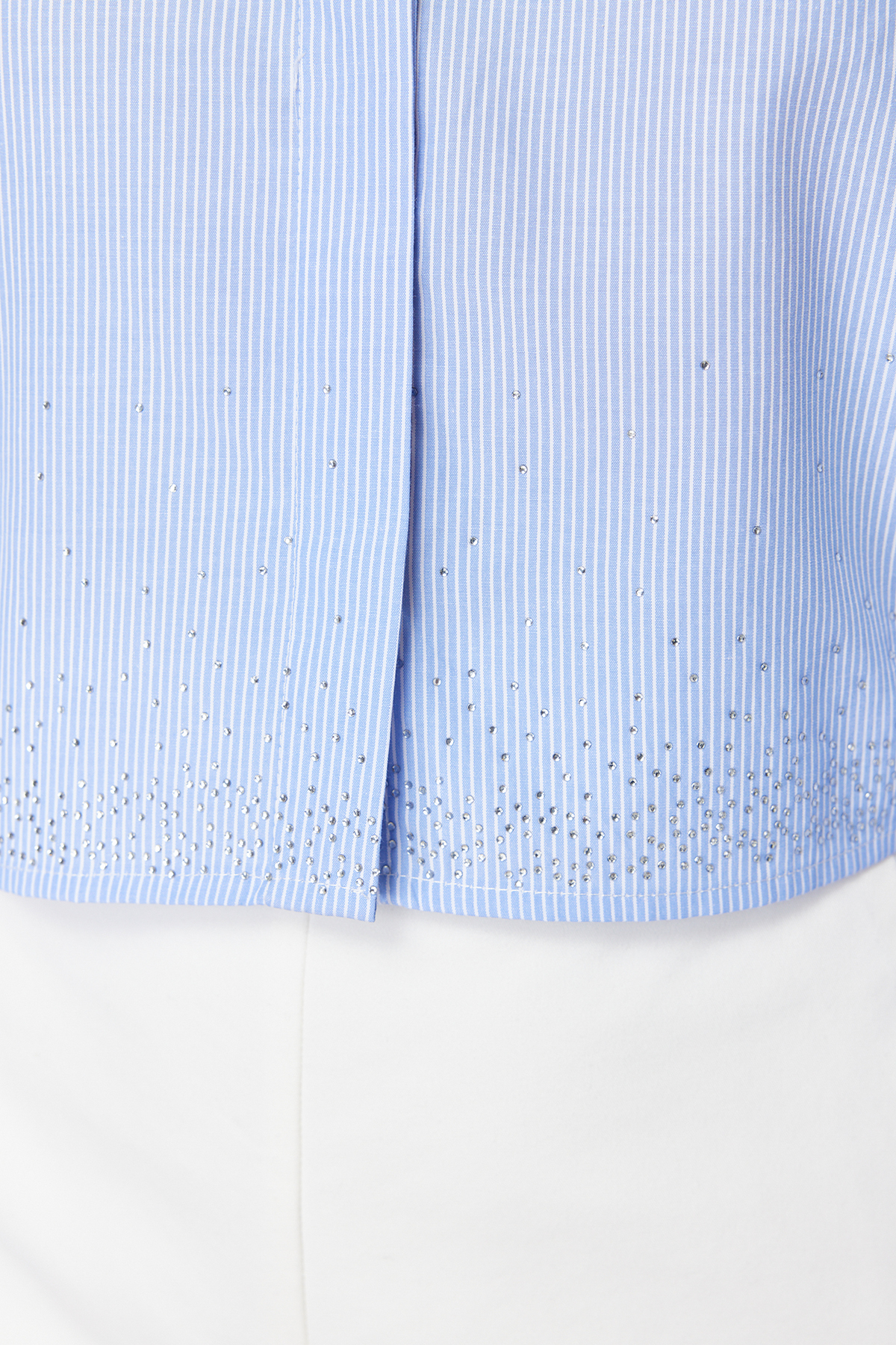 Trendyolmilla  Mavi Kolları Vatkalı Taşlı Crop Dokuma Gömlek TWOSS24GO00041 - Görsel 10