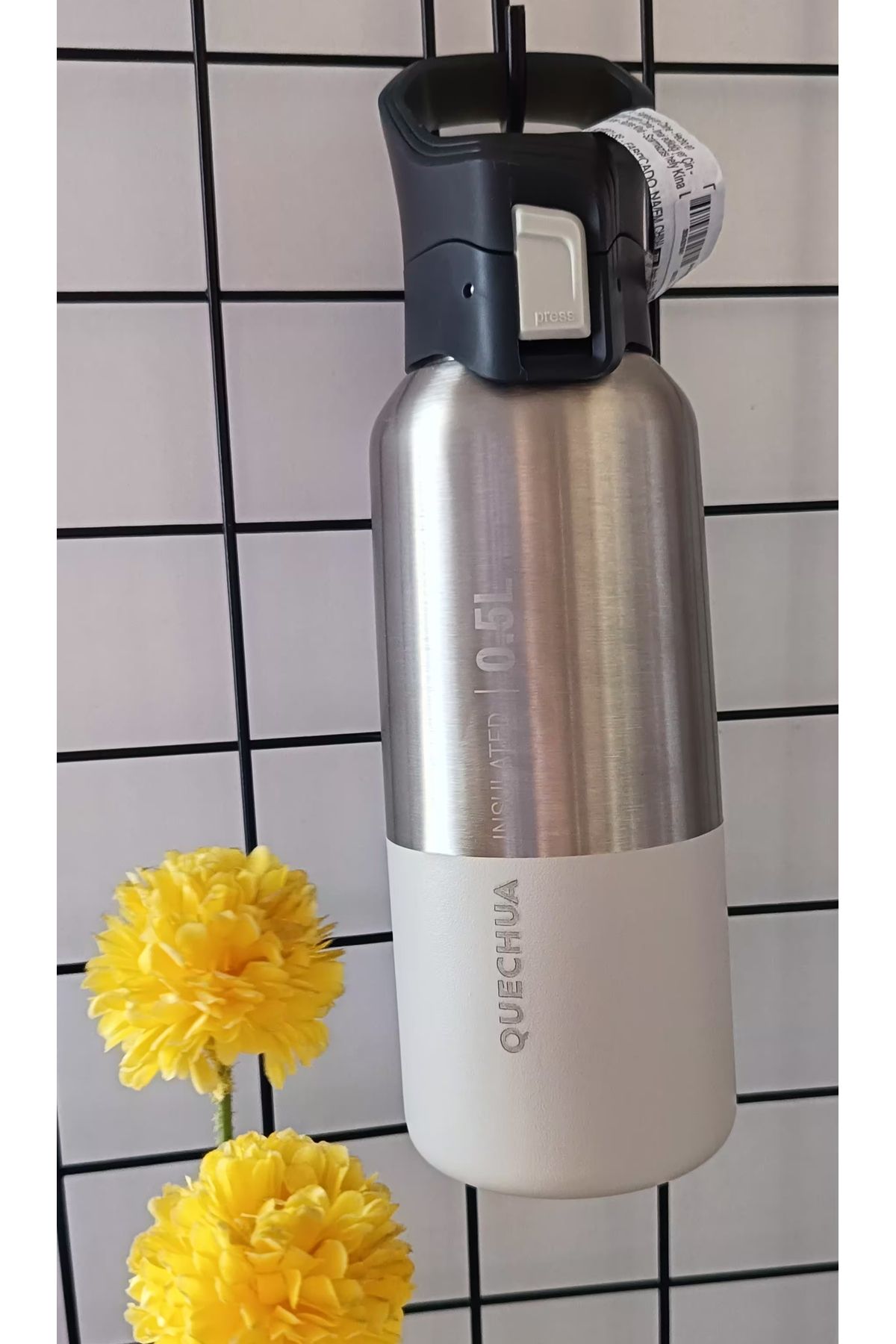 قمقمه کمپ چند رنگ Thermos استیل ضد زنگ Quechua سفید 0.5 L MH500 Decathlon