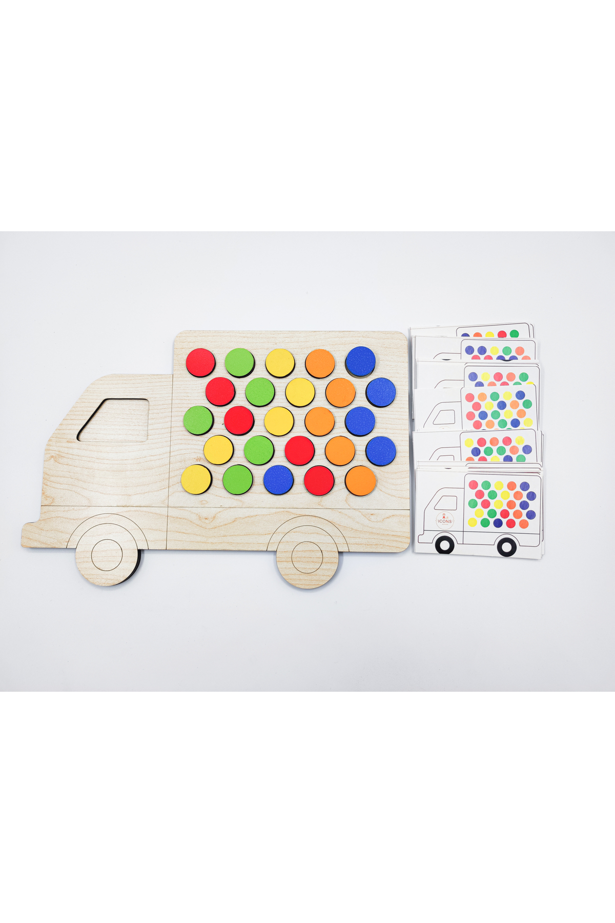 İCONS Montessori Eğitici Ahşap Strateji Ve Dikkat Geliştirme, Renk Eşleştirme (KAMYON) 25 Oyun Kartı fotoğrafı 5 (önizleme)