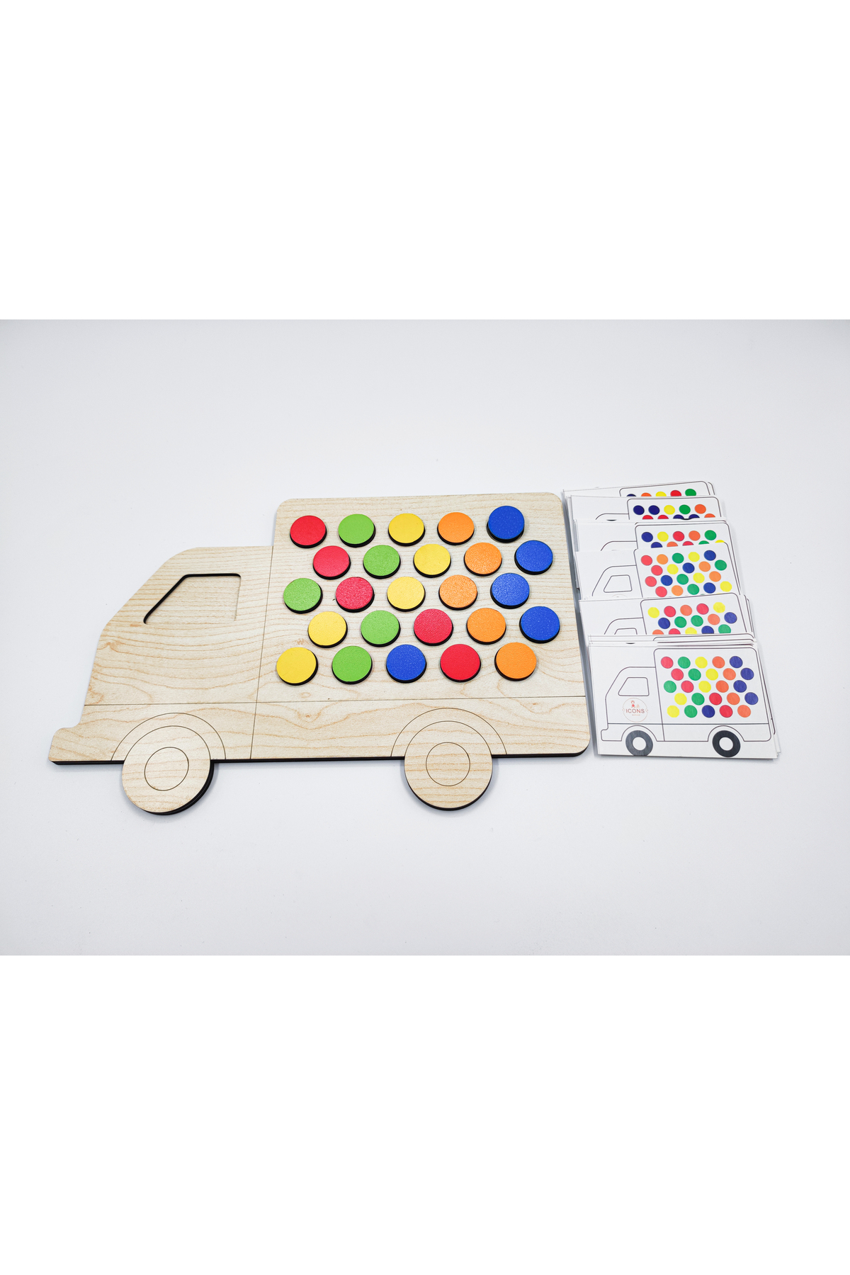 İCONS Montessori Eğitici Ahşap Strateji Ve Dikkat Geliştirme, Renk Eşleştirme (KAMYON) 25 Oyun Kartı fotoğrafı 6 (önizleme)