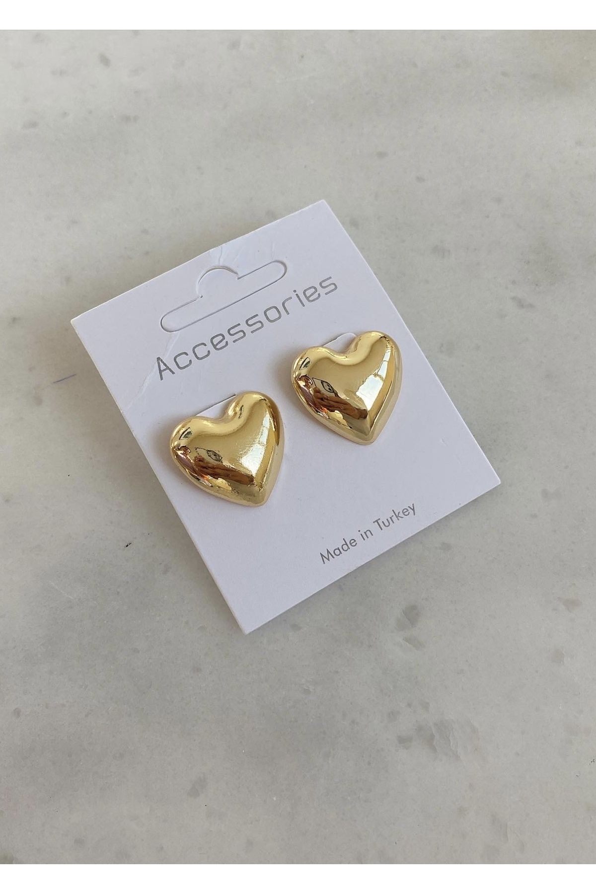 G Sport POLO-Gold Heart Shiny Bold Women's Earrings 3