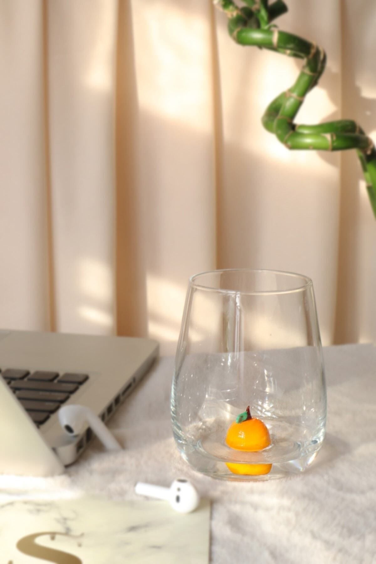 ADAMODART-Strawberry & Apricot Figured Handmade Set of 2 Glasses 2