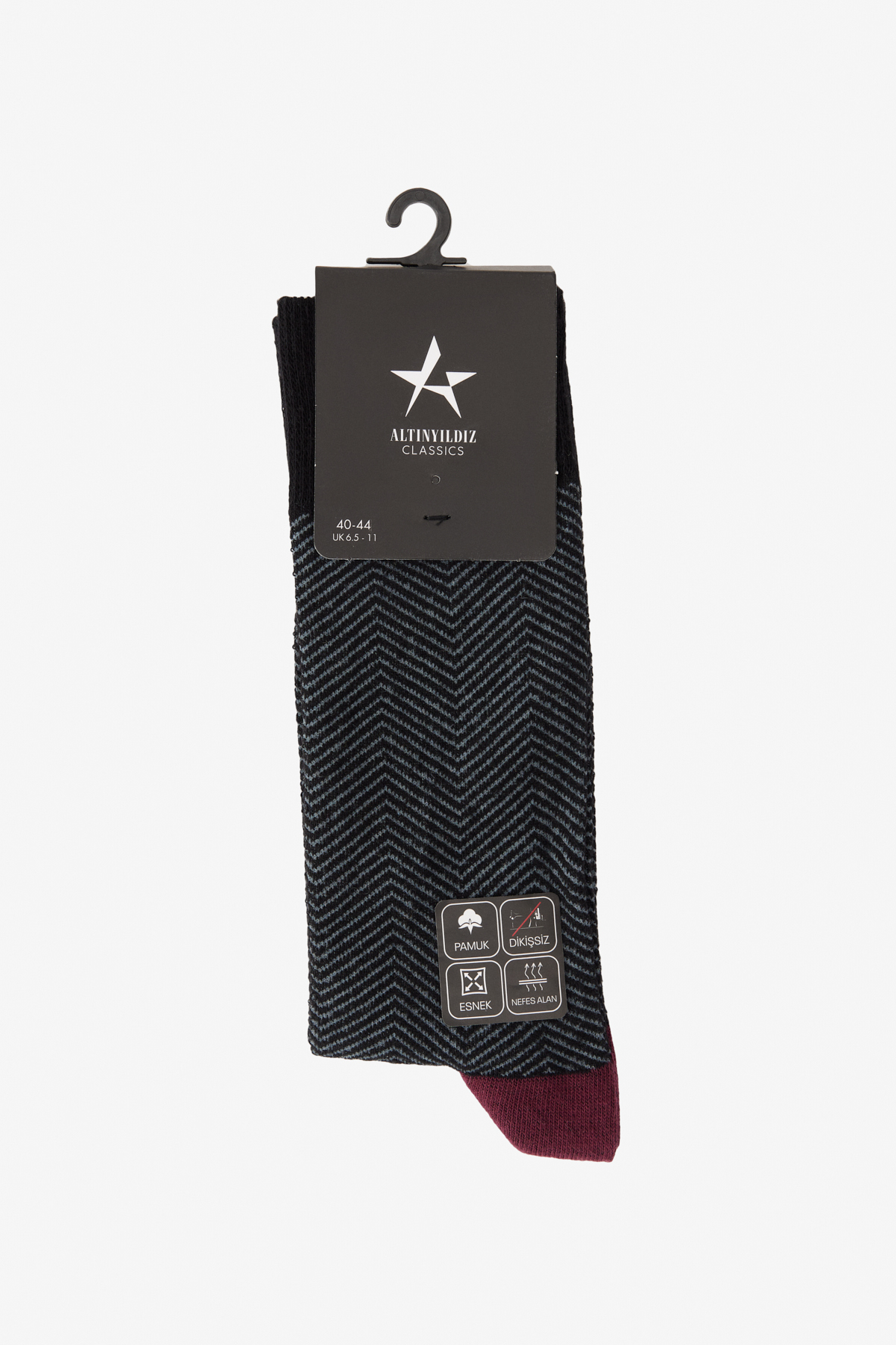 Erkek Siyah-Gri Desenli Soket Çorap