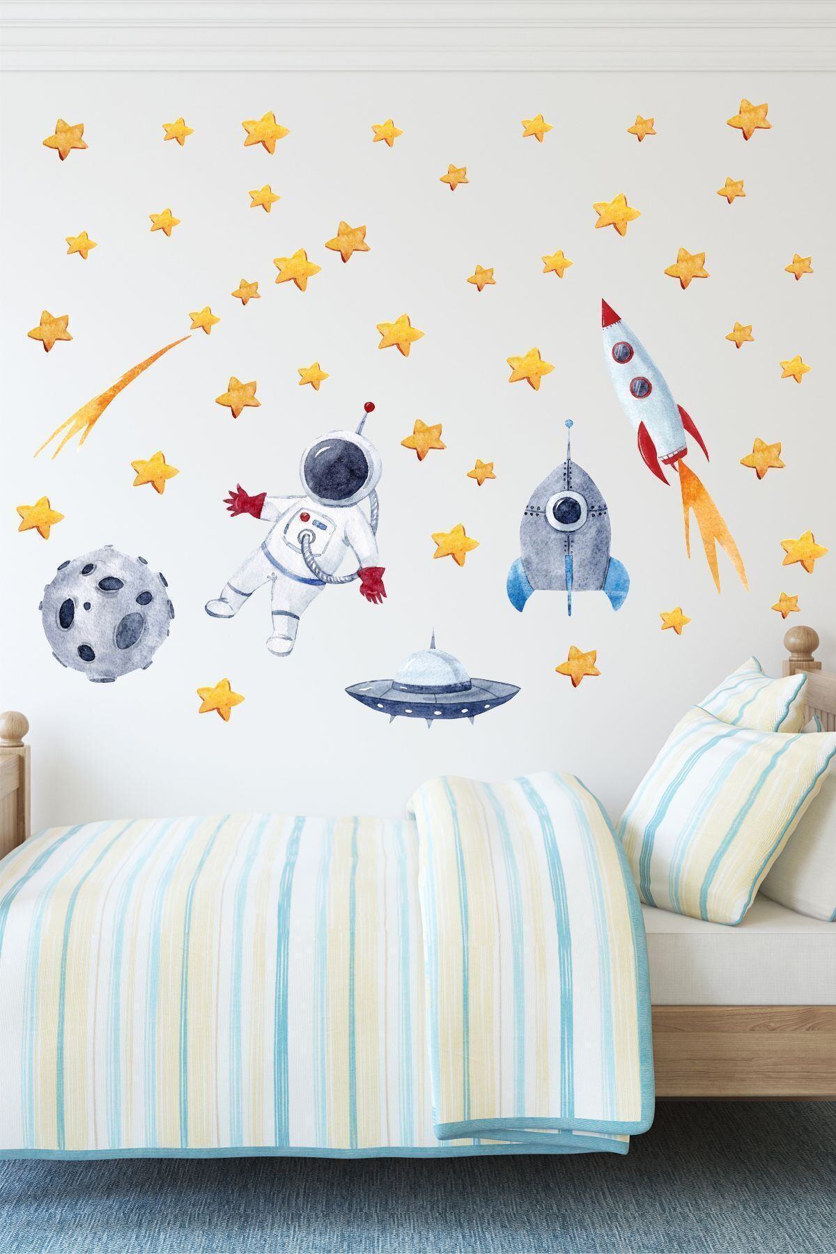 Sticker Ekspres Astronot Uzay Macerası Çocuk Odası Duvar Sticker Seti fotoğrafı 2 (önizleme)