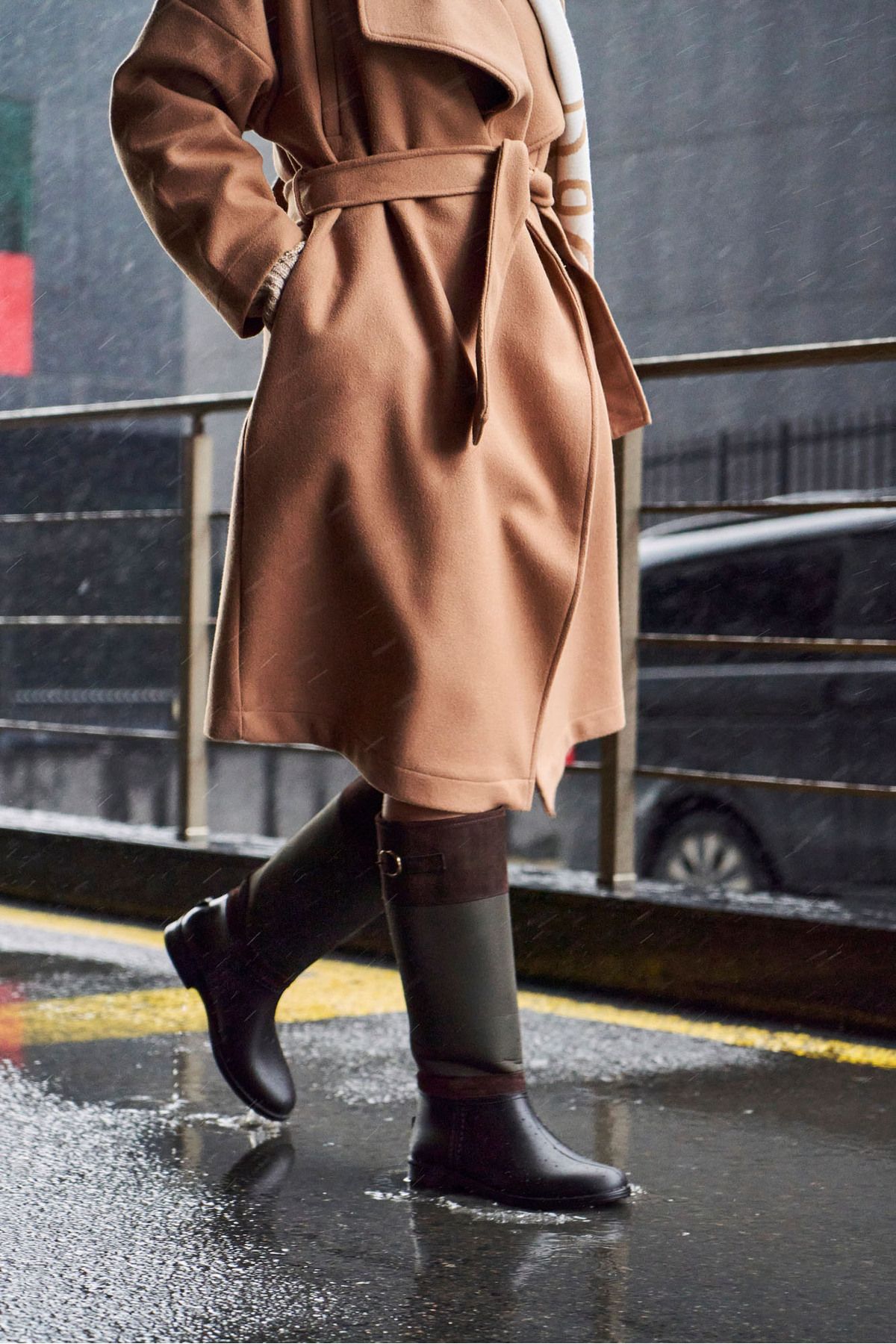 Black and brown rain boots hotsell