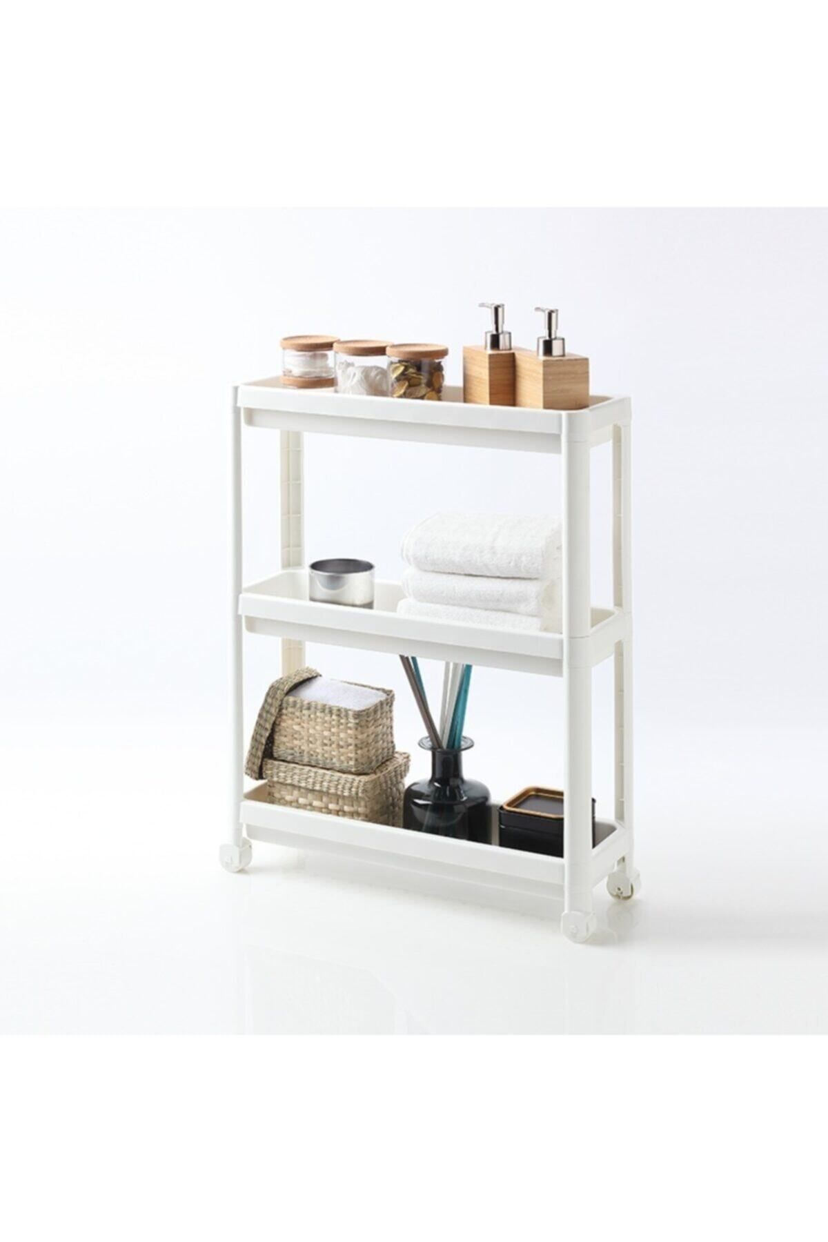 Bayev-Οργάνωση κουζίνας μπάνιου Organizer Tiers Rack White 3 Tiers Μονάδα ραφιών με ρόδες 4
