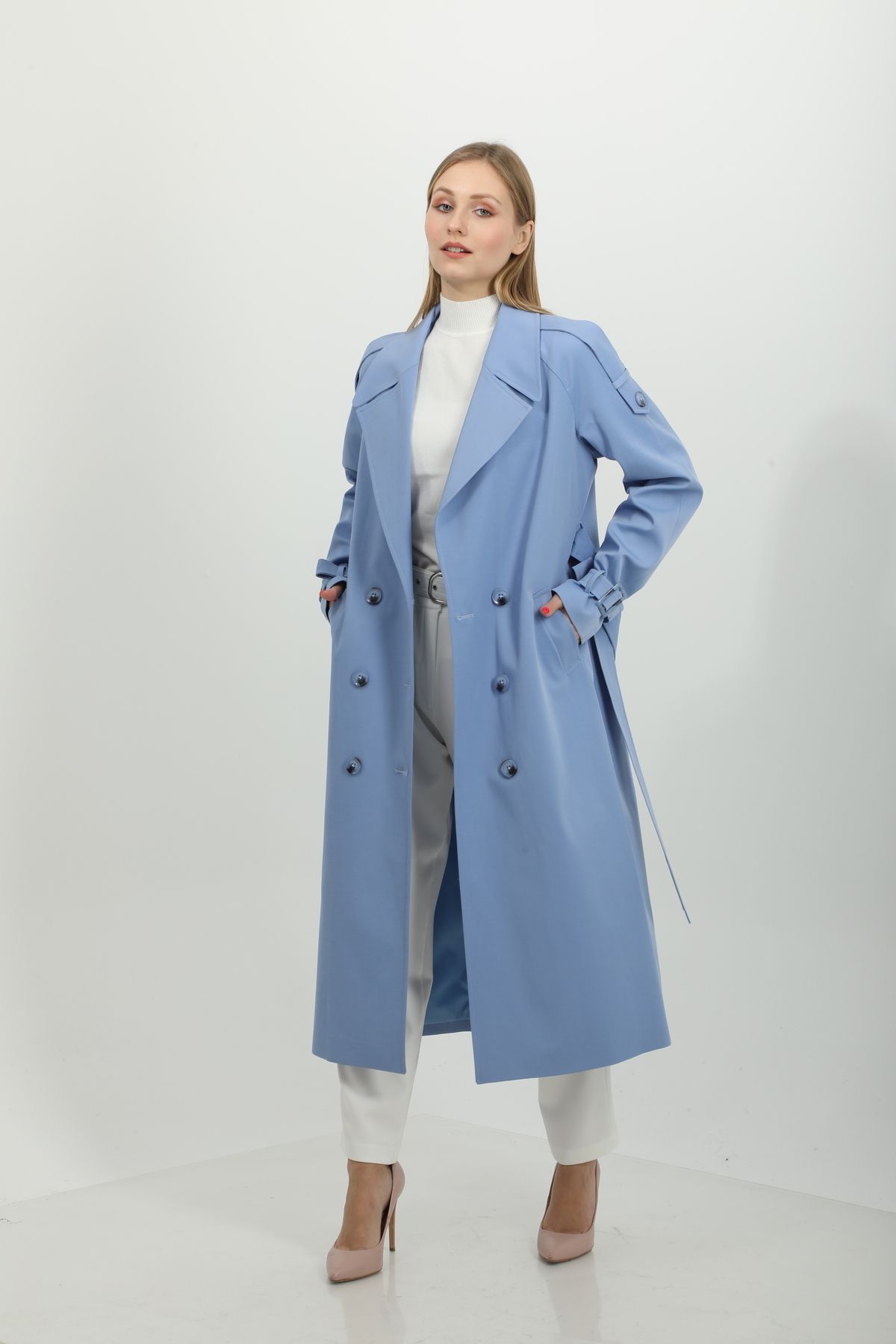 Zara blue sale trench coat
