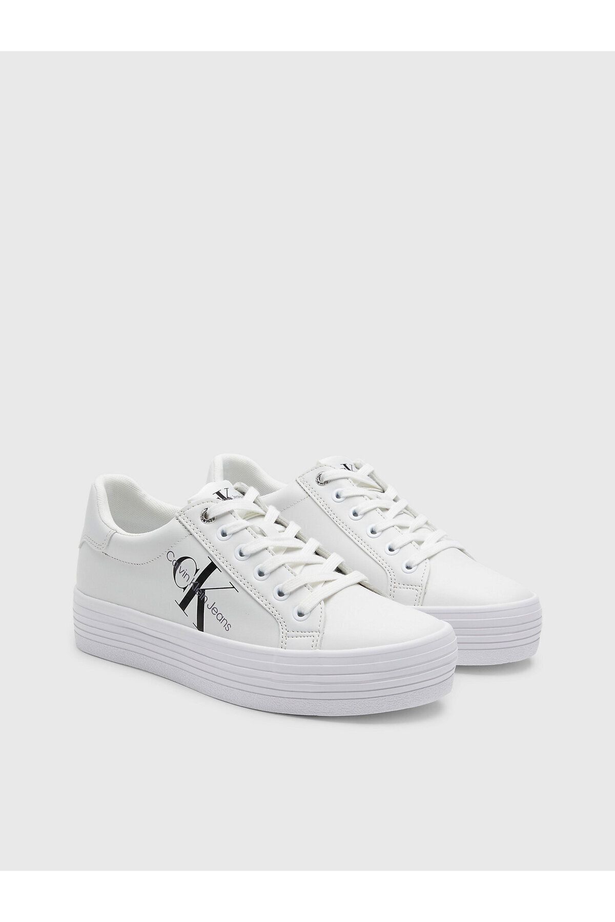 Calvin Klein Women s Logo Platform Heeled Comfortable Sole White