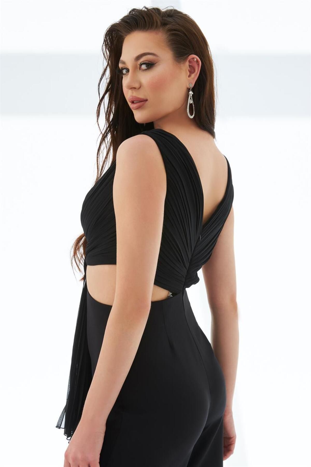 Black low cut jumpsuit top