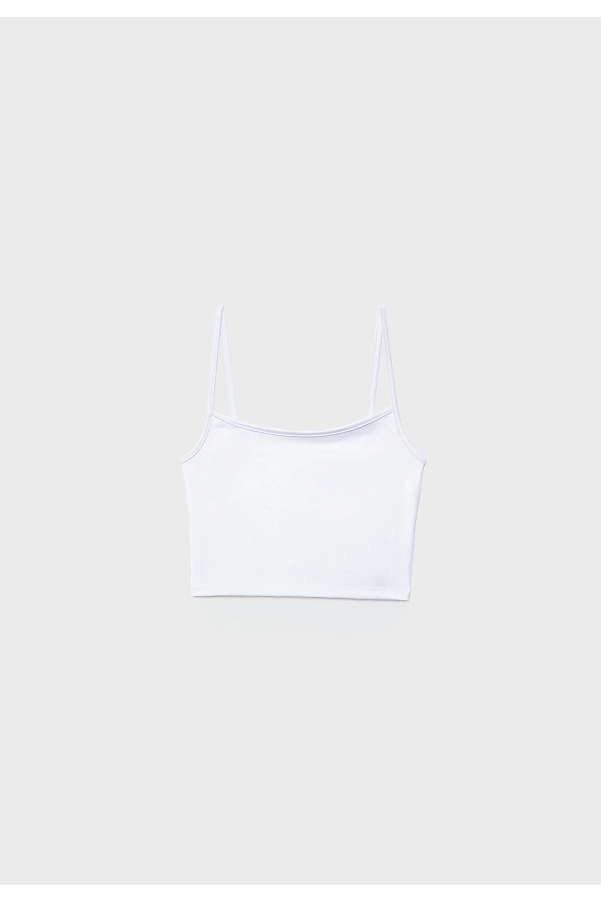My Blog-Top alb Crop pentru femei - Design cu bretele 5