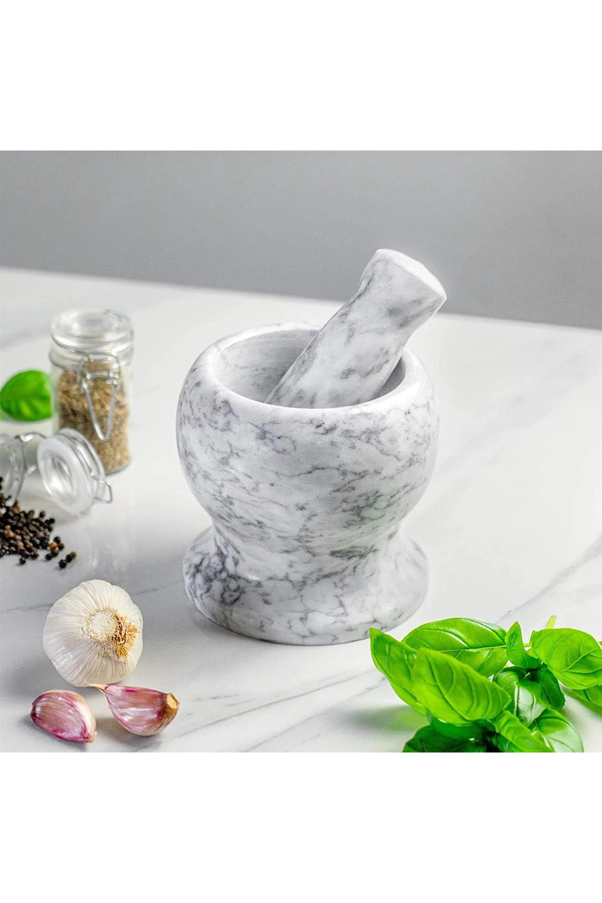 Luxury Patterned Marble Mortar Garlic Tattoo Garlic Crusher White Pattern