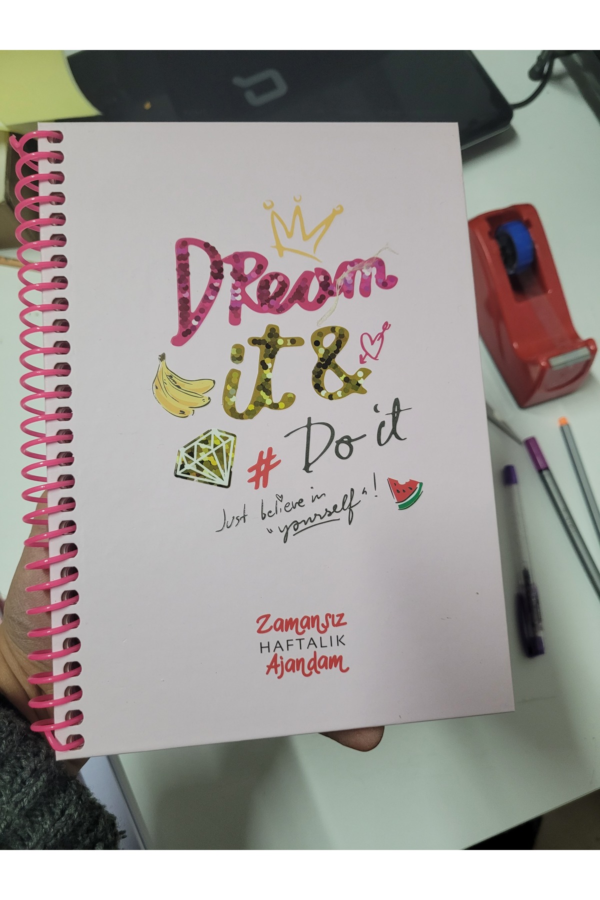 Kaliteli Zamansız Ajanda, hobi hediye tatlı ajanda, stiker acanda