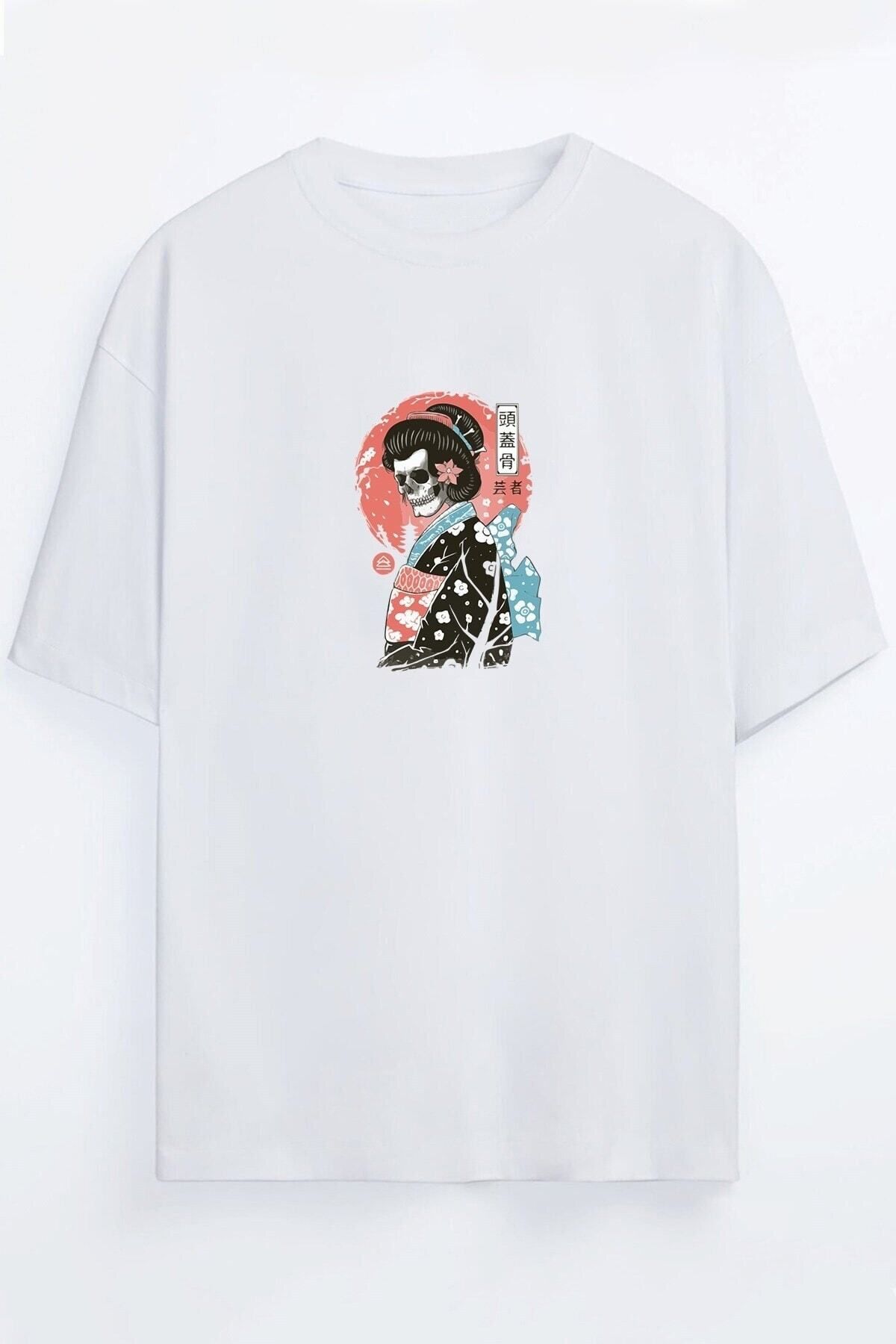Yaprak Hediyelik Tricou Alb Unisex Cu Imprimeu Skeleton Geysa Unisex - XS