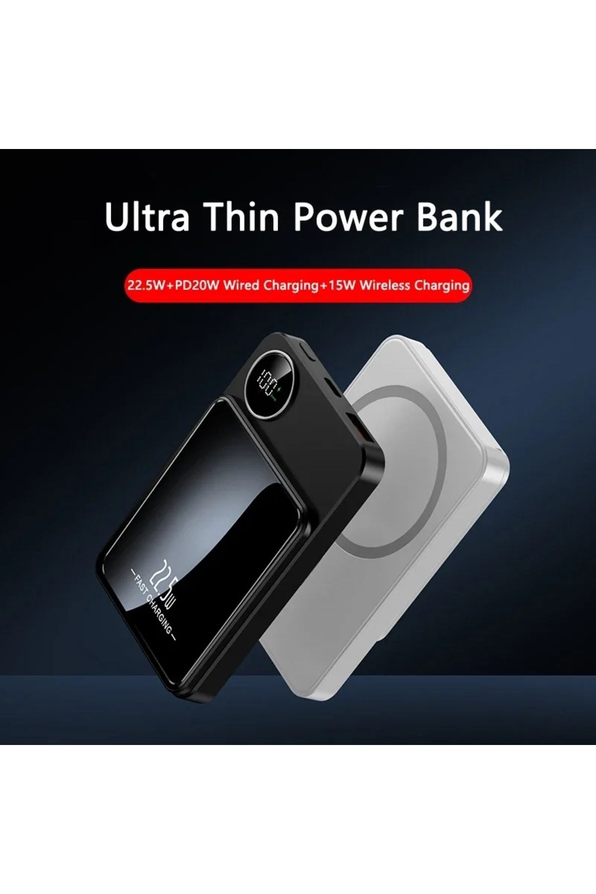 PİNK İTHALAT AAA KALİTE 10.000mAh 15W MAGSAFE Manyetik Kablosuz LCD Dijital Göstergeli Sarj Aleti Powerbank