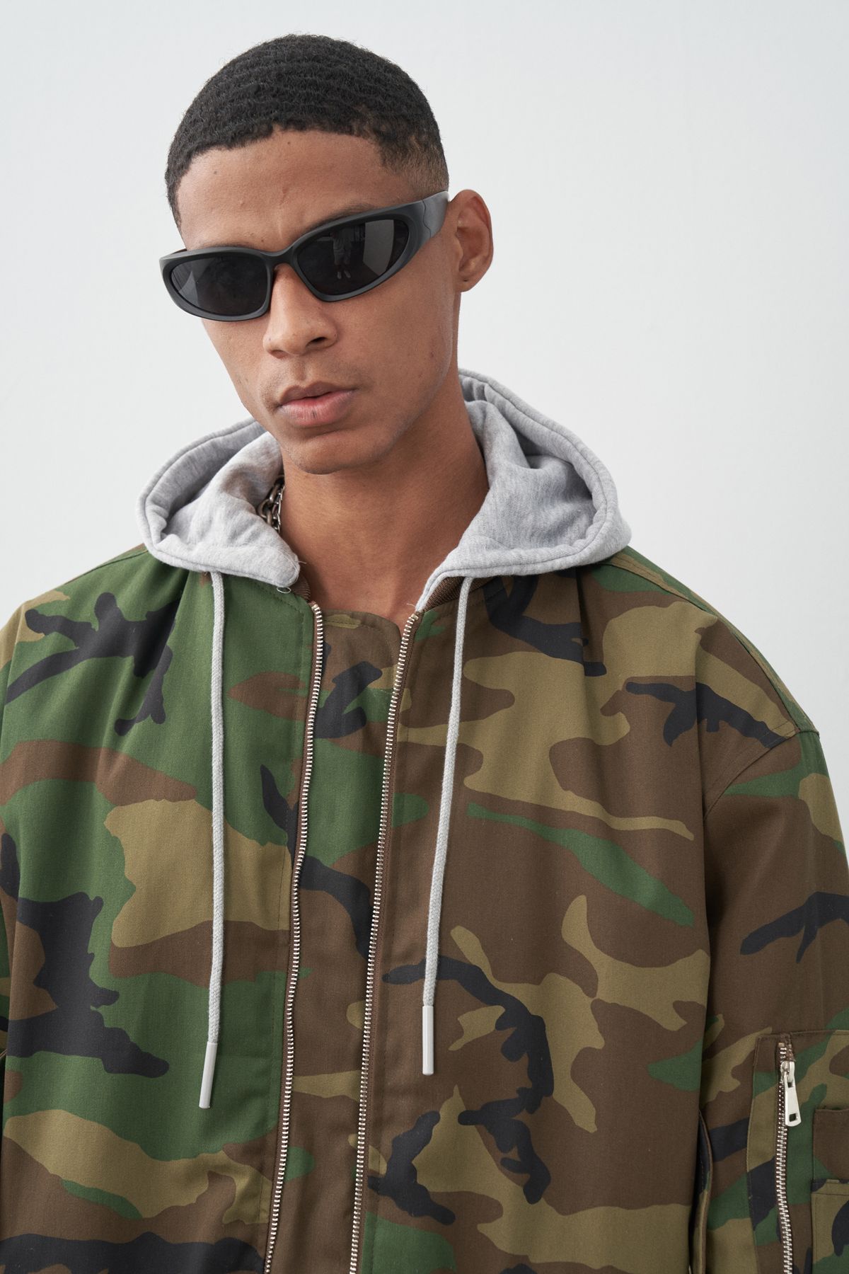 VAMOSCLO Oversize Hooded Camouflage Jacket Trendyol