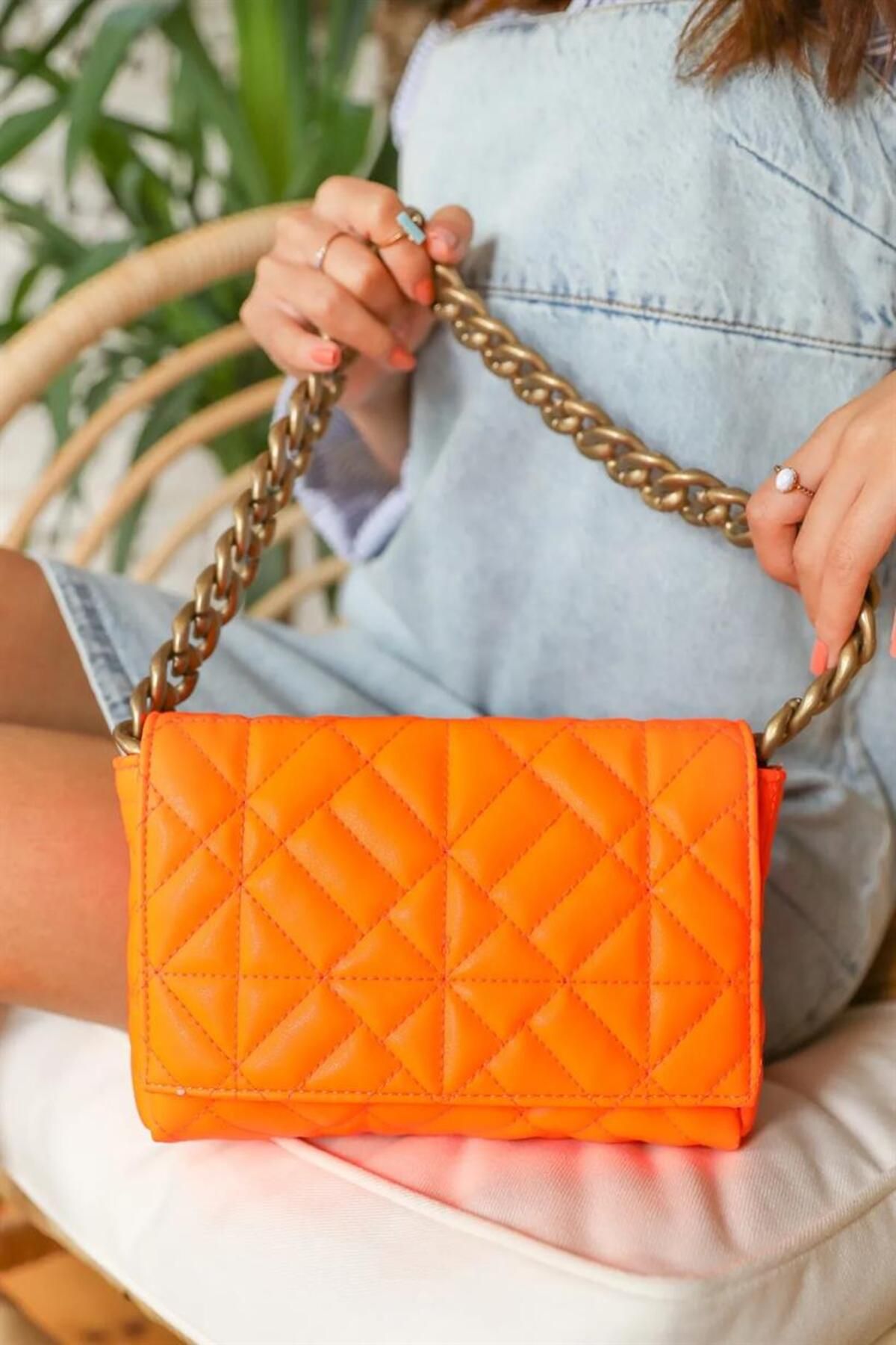 Neon orange handbag on sale