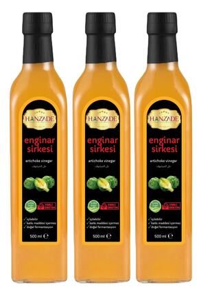Hanzade Bitkisel Enginar Sirkesi 500 ml X 3 Adet Doğal Fermante Içilebilir Sa...