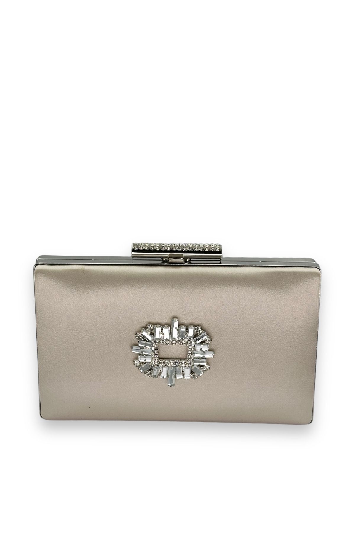 Biçanta Piele Nud Culoare Satin Cristal Piatră Geantă Pentru Rochie De Seară Geanta De Seară Henna Mireasă Geanta De Absolvire Clutch Femeie - One