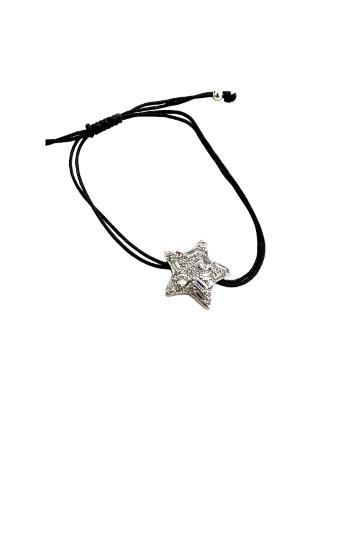Finery by Nerrs-Black String Star Pattern Broken Baguette Bracelet 3
