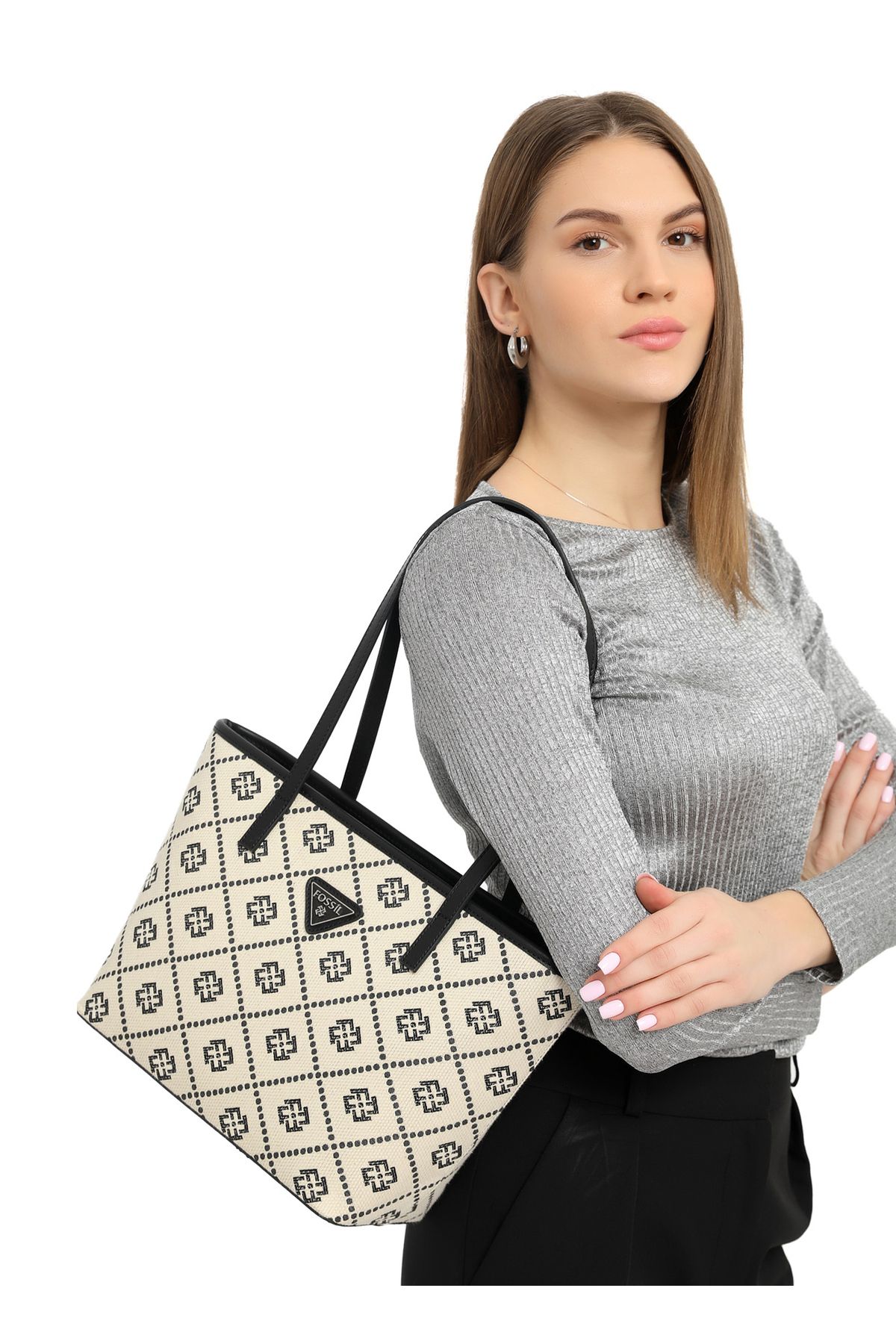 کیف کراس بادی برزنتی زنانه مشکی 34x23x13 سانتی متر 05FM24Y1015