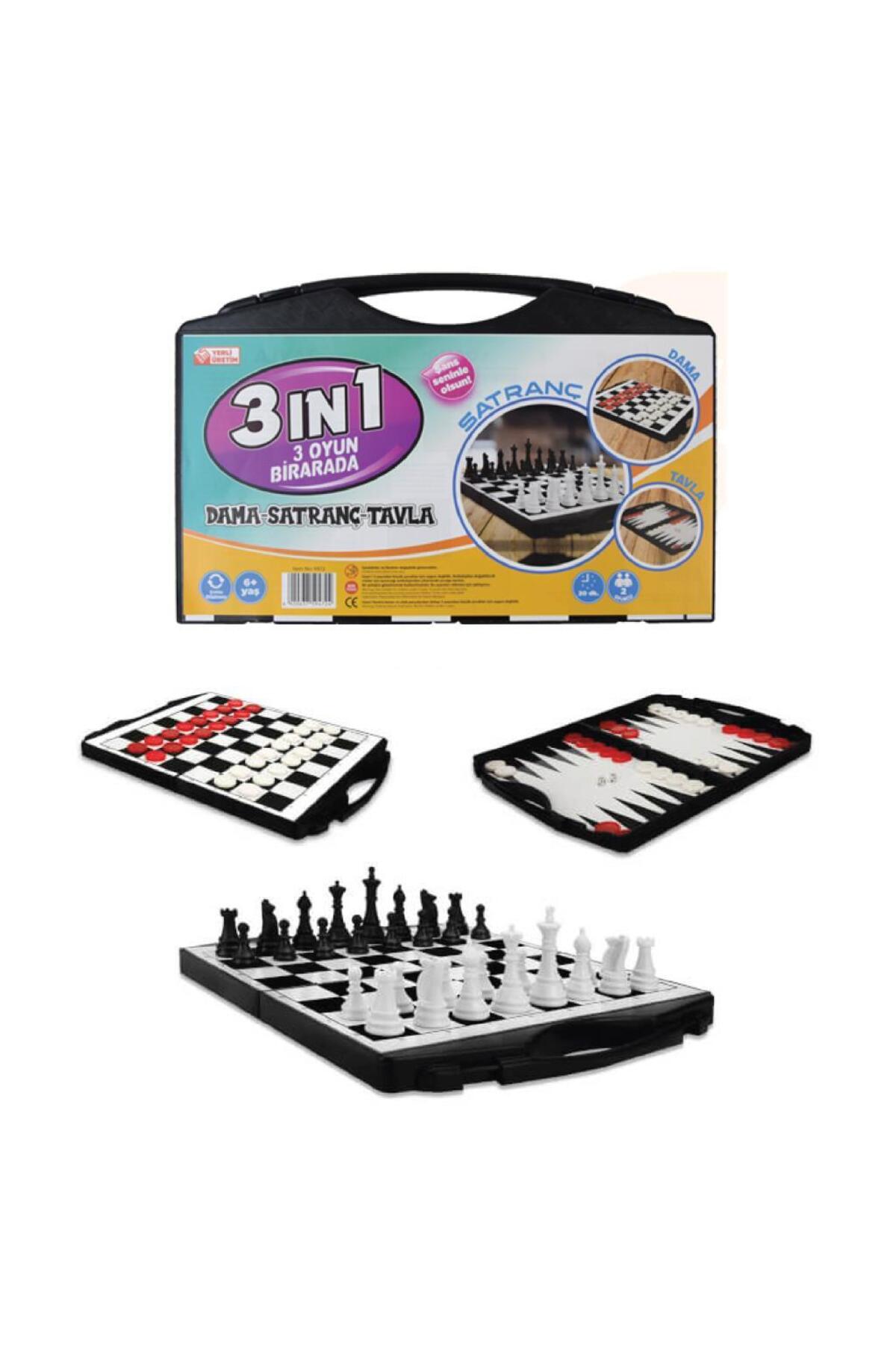 Nostaljik Lezzetler 3'lü Oyun Seti (Dama, Tavla, Satranç) Taşımalı