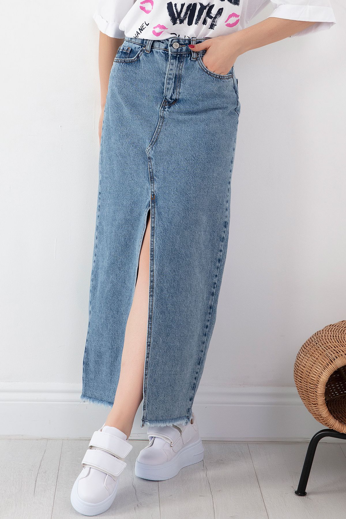 PULLIMM-Front Triangle Long Skirt STK3065 3