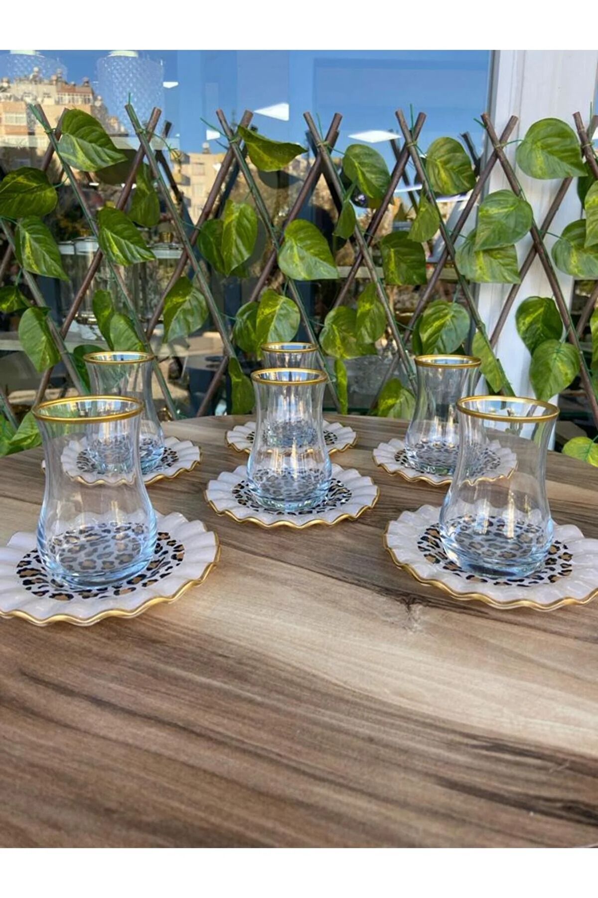 Berka-Leopard Pattern Curved Tea Set 12 Pieces 4