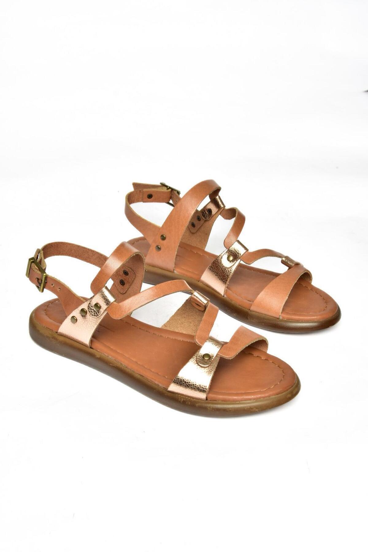 Fox Shoes-S291018403 Hellbraun/Kupferfarbene Sandalen aus echtem Leder für Damen 7