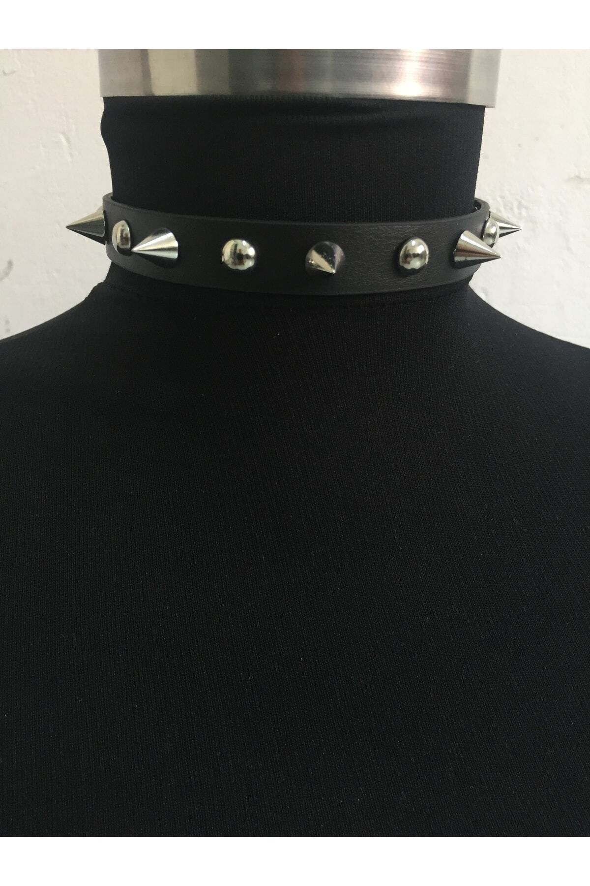 Aksabeltchokers 1.5cm Gothic Spike Choker Tasma Kolye