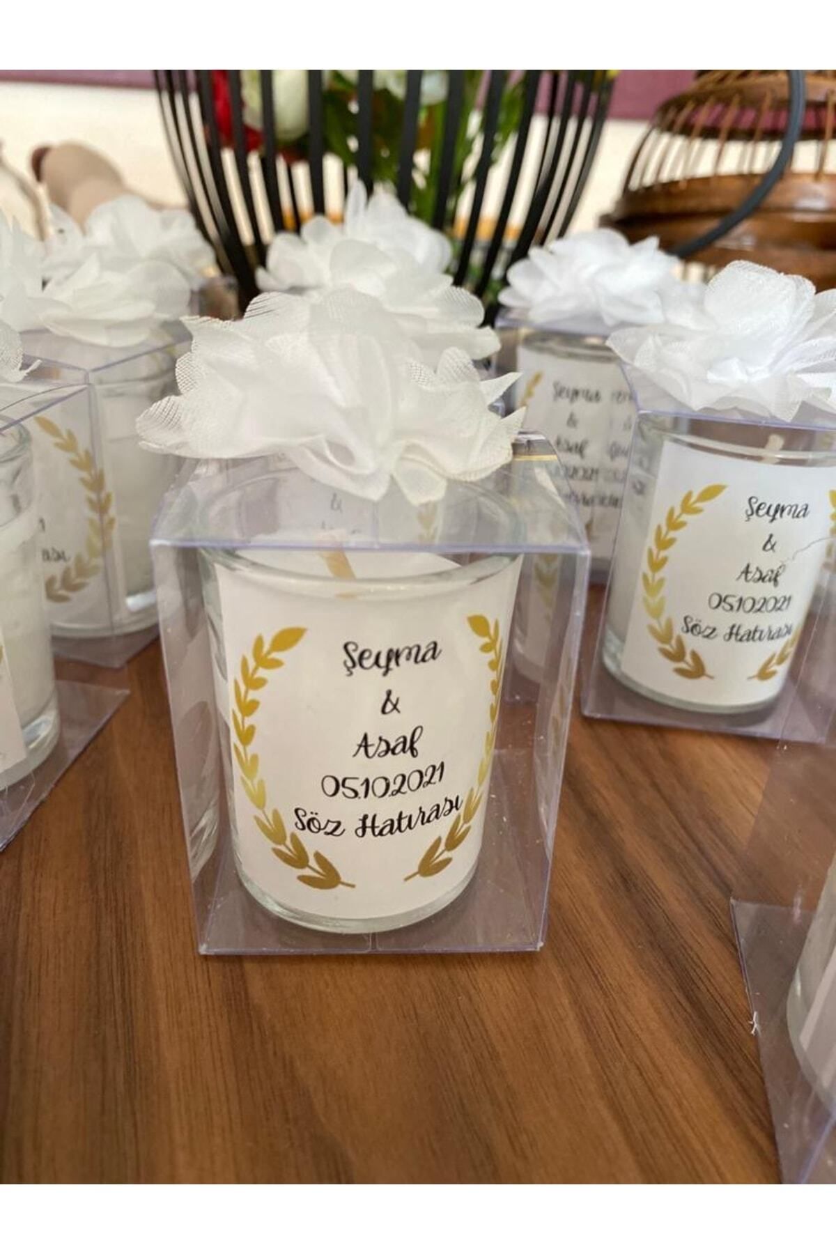 2Ehobitasarım-45 Pieces Acetate Transparent Boxed Shot Glass Cup Candle Gift, Promise, Engagement, Henna, Wedding, Birth 1