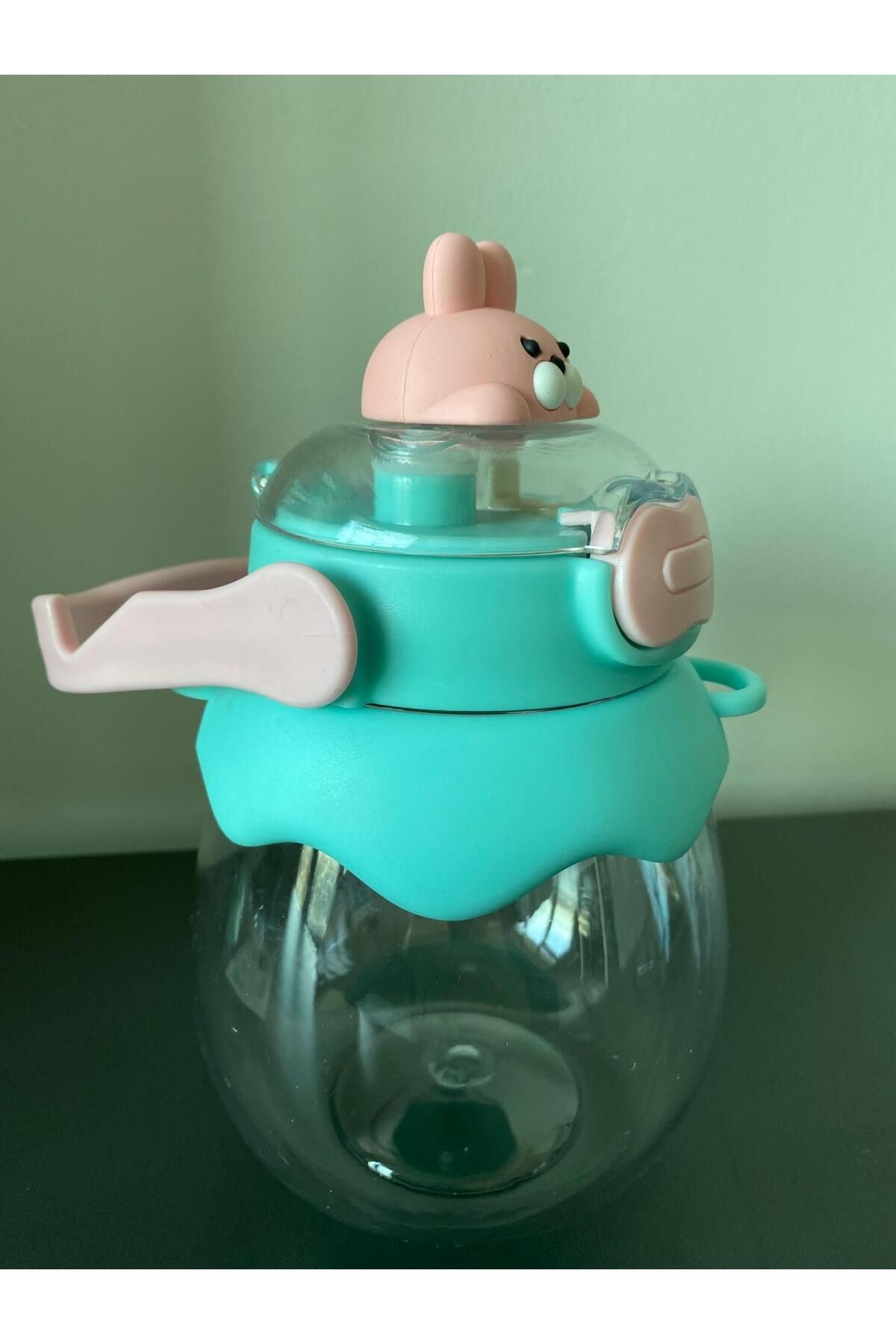 BLA GROUP-BPA-Free Rabbit Figured Eared Water Bottle & Flask with 3D Sticker and Hanging Phone Holder 3