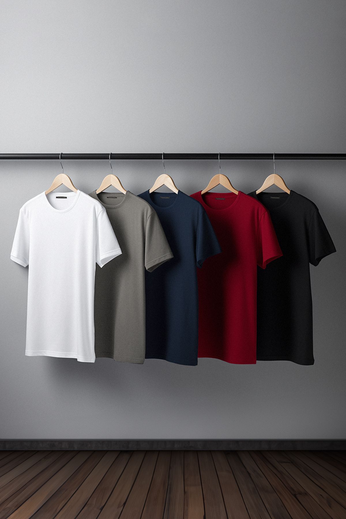 Trendyol Collection Vícebarevné tričko Slim/Slim Fit 5 Pack Basic 100% bavlna z pevné látky TMNAW20TS0243