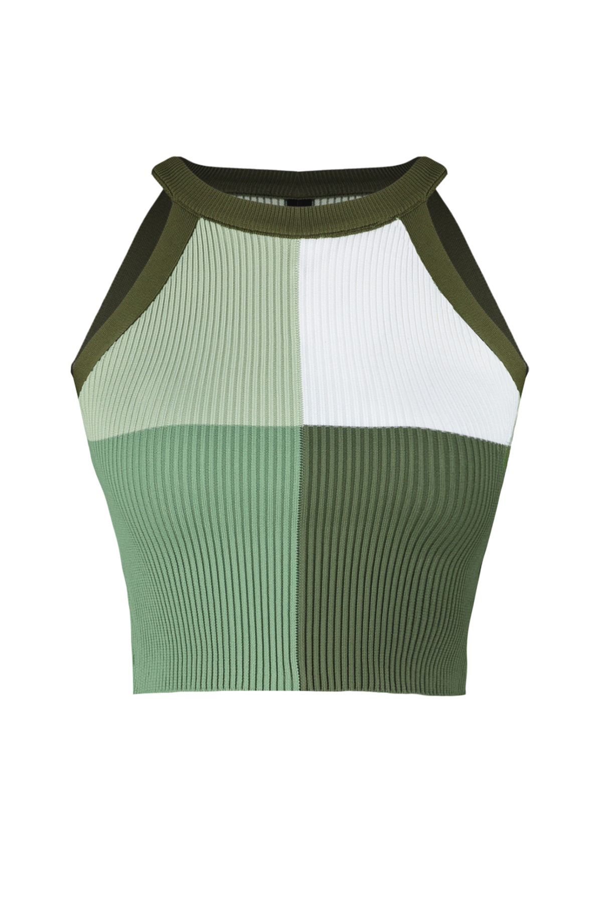 Trendyol Collection-Μπλούζα Χακί Crop Color Block TWOSS22BZ0402 8