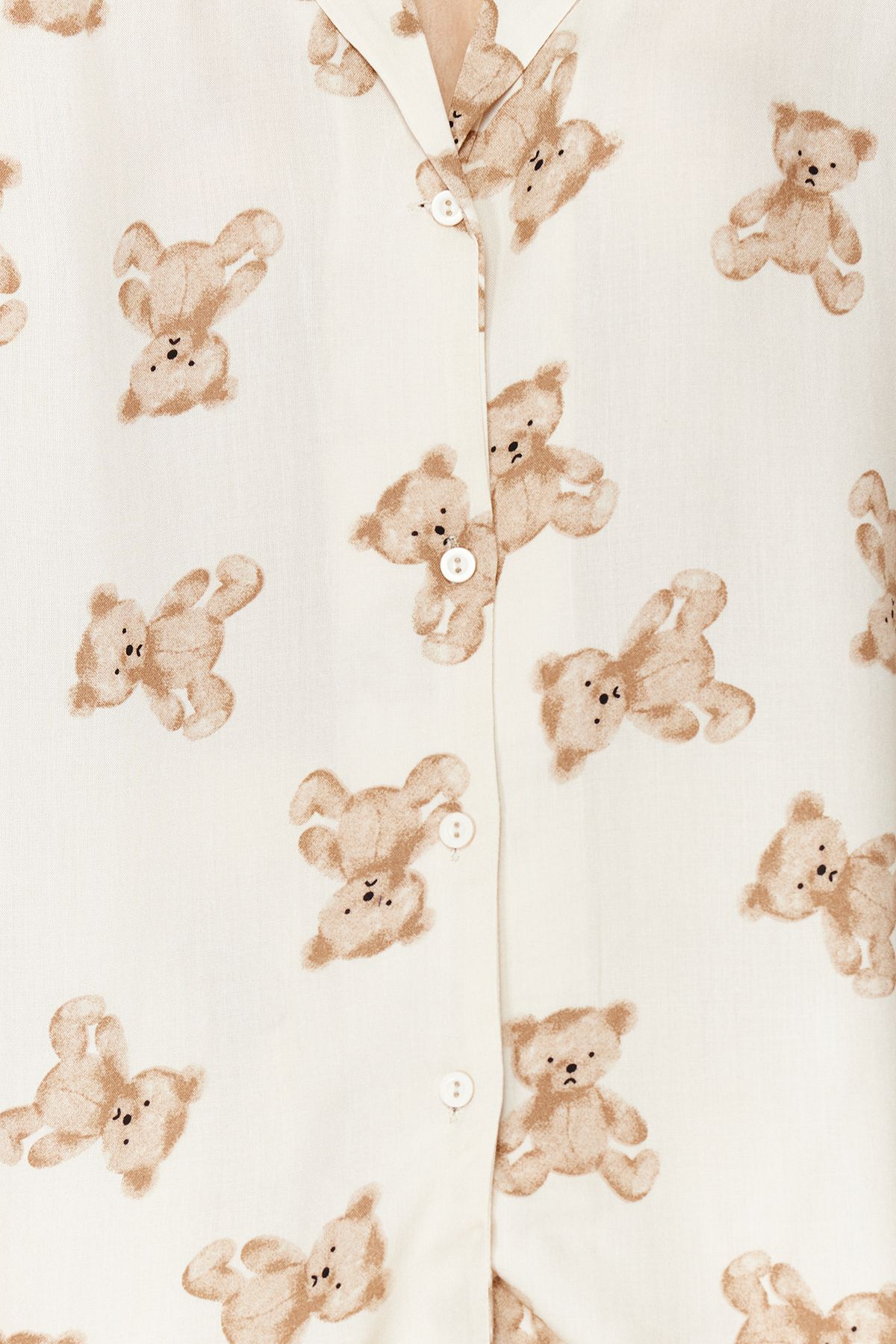 Trendyol Collection-Woven Pajama Set with Beige Teddy Bear Viscose Shorts Thmss24Pt00067 5