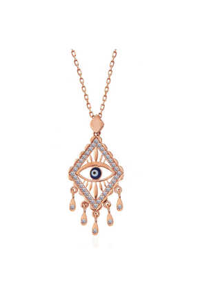 Aya Diamond Gümüş Rose Nazarlı Göz Kolye