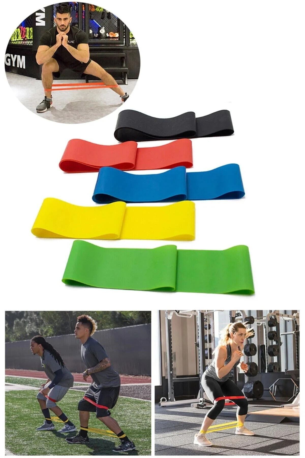 ECOYOM 5 Li Set Aerobik Bandı Fitness Egzersiz Plates Direnç Lastiği Crossfit Kas Germe Ve Jimnastik Seti