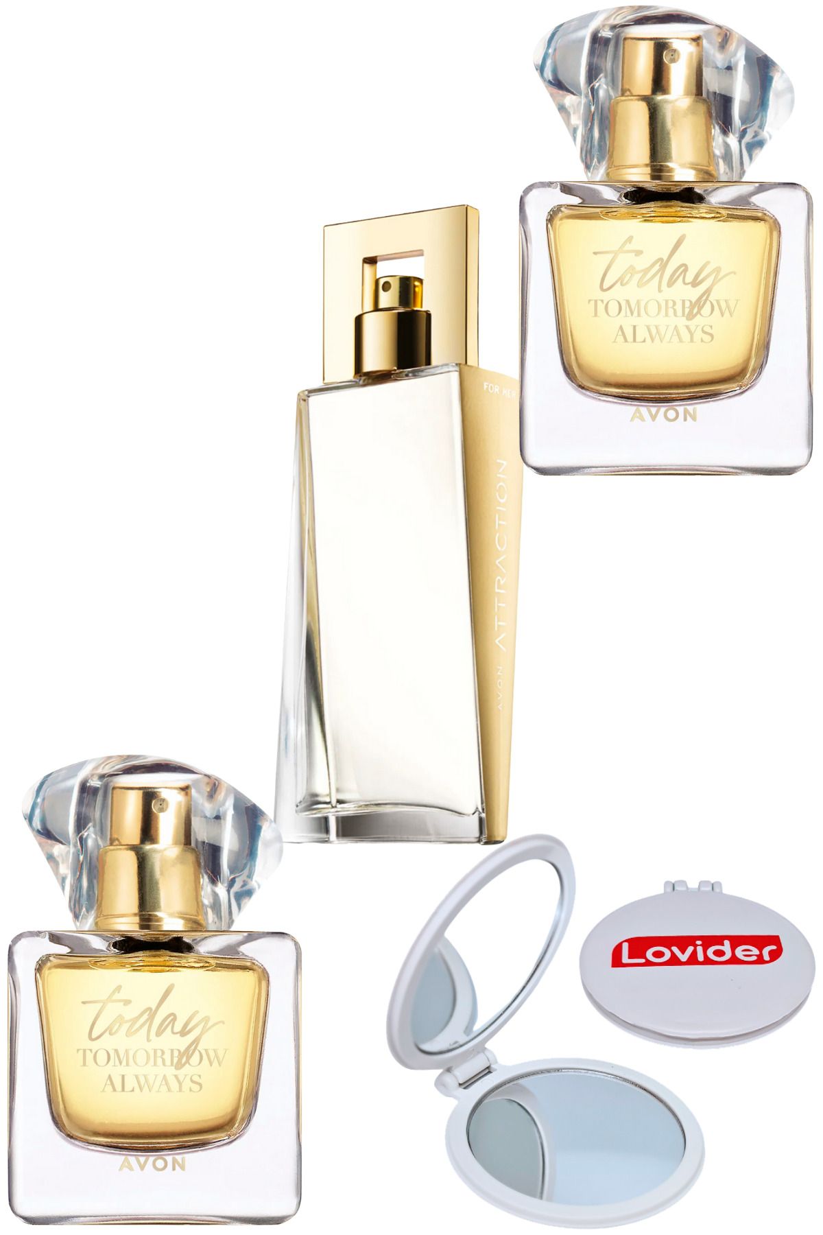 ست عطر زنانه امروز ادوپرفیوم 50ML 2 PCS + جاذبه 3 مجموعه آینه جیب LOVIDER477 Avon