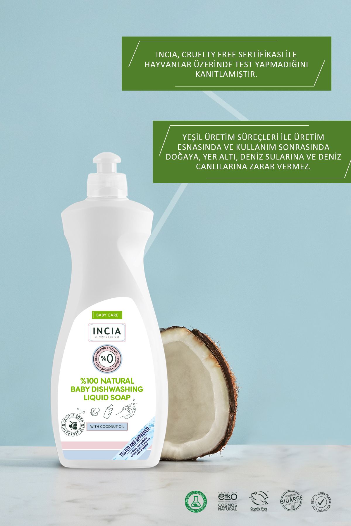 %100 Doğal Bebek Bulaşık Sabunu Bitkisel Emzik Biberon Temizleyici Vegan 500 ml 2 X Adet